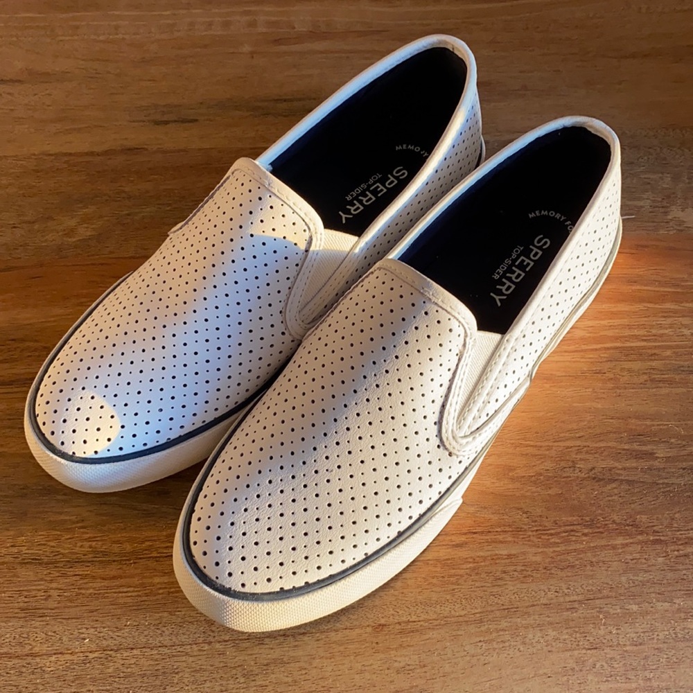 White Perforated Sperry Topsiders